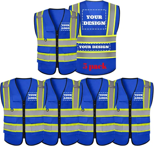 Vista 16 de Chaleco de seguridad reflectante de alta visibilidad con 5 bolsillos y cremallera clase 2 para adultos, unisex, ropa de trabajo de seguridad
