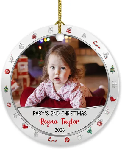 Vista 17 de Adorno de 5º aniversario, decoración del árbol de Navidad, nombres personalizados y recuerdos de aniversario de fotos, regalos para parejas juntas