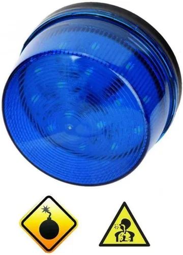 Vista 2 de RUNAAJA - 2 luces LED estroboscópicas azules de 12 V, alarma de emergencia, luz intermitente, lámpara de señal, alarma de seguridad para coche