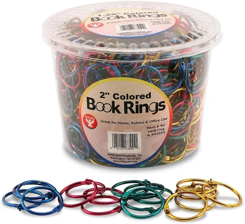 Vista 5 de Hygloss Products 61311 - Anillos de libro – Anillos de acero de colores surtidos de 1 pulgada, paquete de 12 Variado