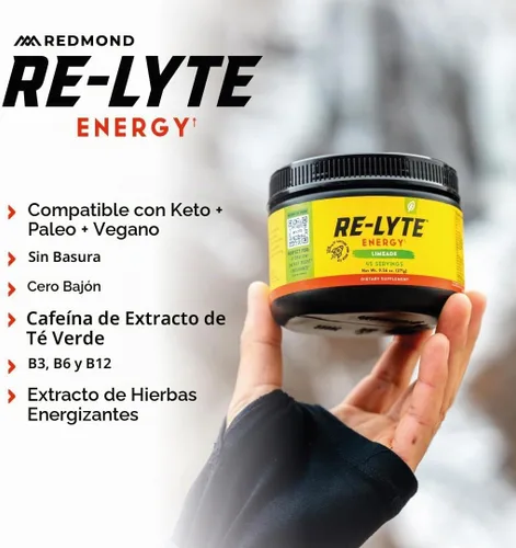 Vista 4 de REDMOND Re-Lyte Energy - Mezcla de electrolitos, lima, tarro de 8.9 onzas