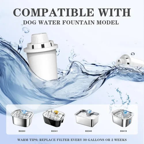 Vista 6 de Paquete de 4 filtros de repuesto para fuente de agua para perros, filtro de agua, para fuente de mascotas de acero inoxidable para perros grandes