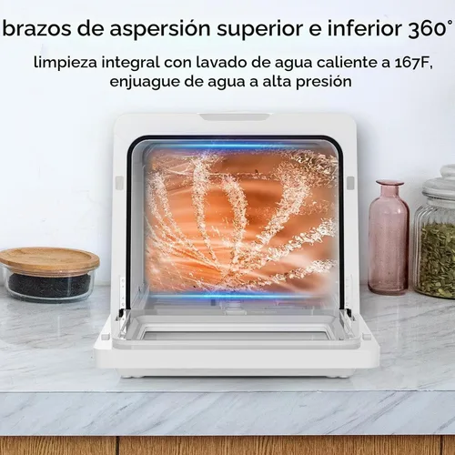 Vista 5 de Lavavajillas portátiles para acampar y hogar con tanque de agua de 5 litros, manguera, luz LED, 10 programas de lavado, modo de cuidado del bebé