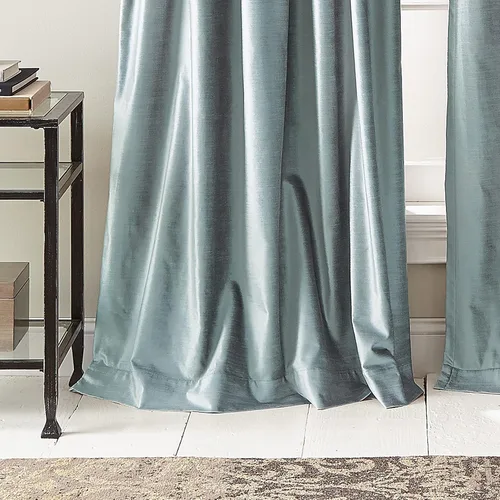 Vista 5 de DKNY Cortinas modernas con forro de terciopelo anudado, 84 pulgadas, azul Ventana, para sala de estar, dormitorio, largo, juego, a juego