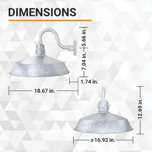 Vista 4 de 17 pulgadas. RLM Warehouse - Pantalla con brazo de cuello de cisne y bombilla Led A19 5000K de 9W