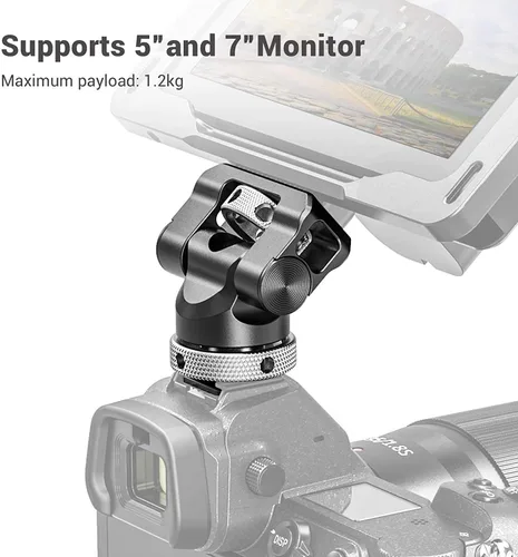 Vista 2 de SmallRig Soporte de montaje para monitor de campo con zapata fría y tornillo de 1/4 pulgadas para monitor de 5 pulgadas y 7 pulgadas, con giro
