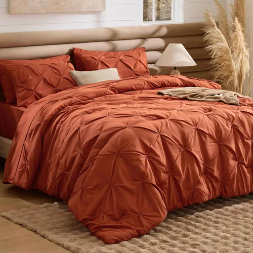 Vista 44 de Bedsure - Juego de edredón tamaño individual gris - Ropa de cama tamaño individual en una bolsa de 5 piezas, juego de cama Pintuck GentleSoft™