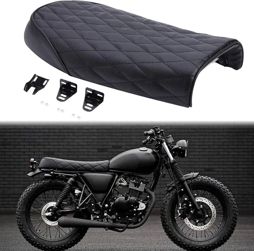 Vista 8 de Sillín universal de motocicleta plano y con joroba Cafe Racer, acolchado, estilo vintage, para KZ400, KZ550, K750, Z650, W650, CB100, CB125, CB175