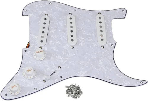 Vista 7 de FLEOR Golpeador precableado con pastillas Alnico 5, 3 bobinas simples, para guitarra eléctrica cargada - Negro