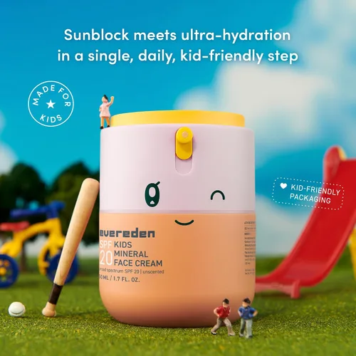 Vista 3 de Evereden Crema facial para niños, 1.7 onzas Loción facial sin fragancia y para niños con SPF 20 Hidratante facial limpio y no tóxico Cuidado