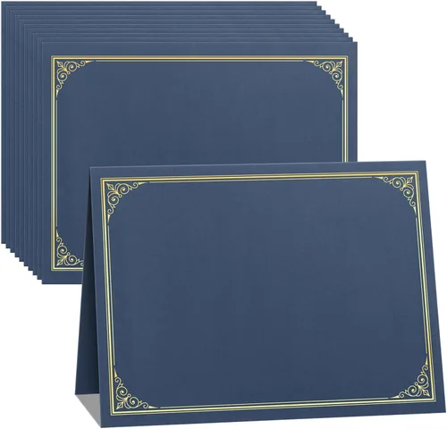 Vista 11 de SUNEE 10 paquetes de soportes para certificados negros, 250gsm, para certificados de premio de 8.5x11, cubiertas de certificados con borde de lámina