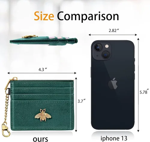Vista 106 de SEAVILIA Tarjetero llavero cartera para mujer con ventana de identificación RFID monedero regalo abeja delgada minimalista pequeña cartera