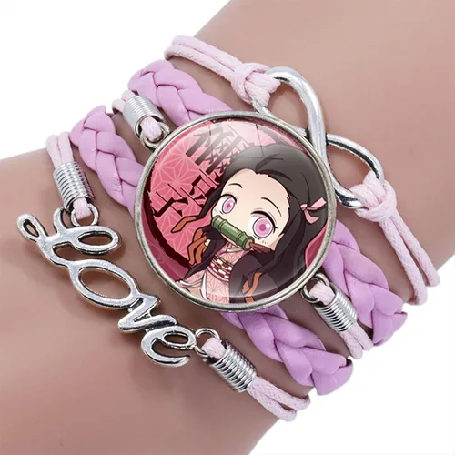 Vista 2 de SWPERP Demon Slayer Bracelet Adjustable Gemstone Bracelet Pink 185cm71x196 inch