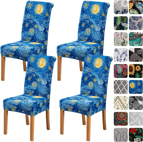Vista 44 de HZDHCLH Juego de 4 fundas para sillas de comedor color burdeos, fundas elásticas de elastano para sillas Parsons, paquete de 4, fundas de asiento