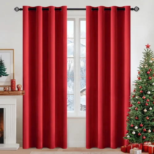 Vista 26 de MIULEE Cortinas opacas para dormitorio o sala de estar, juego de 2 paneles de cortina para ventana con aislamiento térmico y bloqueo de luz