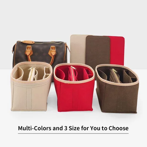 Vista 7 de Organizador de bolsos y modelador de base para Speedy 30 & Neverfull mm, organizador de bolsas de fieltro para bolsos con cremallera de metal bolsa