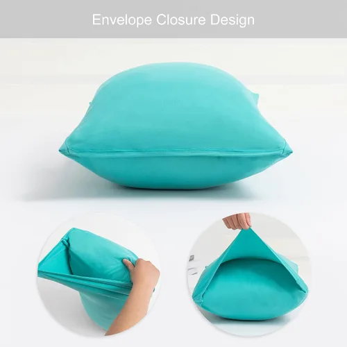 Vista 4 de Paquete de 2 fundas elásticas para almohada - Punto jersey y cierre de sobre, fundas de almohada con mezcla de poliéster ultra suave tipo camiseta