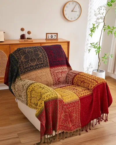 Vista 9 de AIVIA Manta bohemia para sofá, futón, funda para silla reclinable, funda de sofá tejida de felpilla colorida, decoración bohemia – 60 x 75 pulgadas