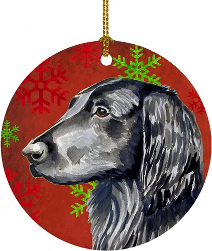Vista 53 de Caroline's Treasures Affenpinscher - Adorno de cerámica para colgar en el árbol de Navidad con copos de nieve rojos y verdes, para el hogar