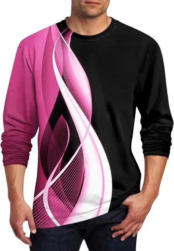 Vista 16 de Camisas casuales para hombre, de manga larga, cuello redondo, elásticas, suaves, casuales, S-4XL