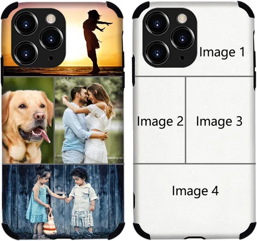 Vista 10 de Funda personalizada para iPhone 17, 16, 15, 14, 13, 12, 11 Pro/Max/Air/Puls, piel sintética + material TPU, bolsa de aire de cuatro esquinas es
