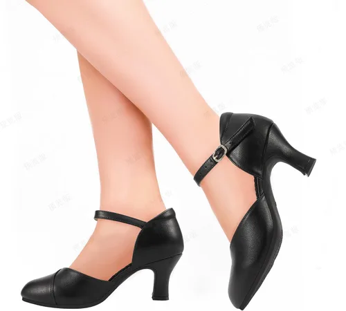 Vista 5 de Tacones con correa de tobillo para sala de baile, salsa latina, zapatos de baile para mujer