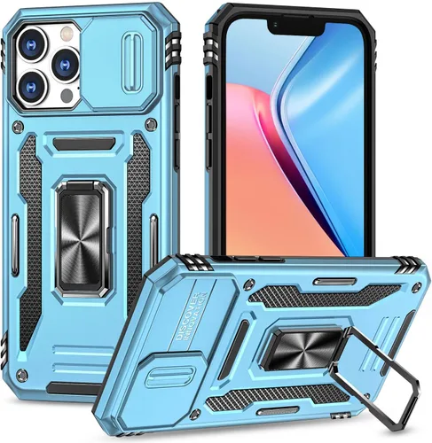 Vista 22 de Funda para iPhone 12 Pro Max con cubierta deslizante para cámara, con soporte para anillo de dedo, soporte magnético para automóvil, para iPhone 12