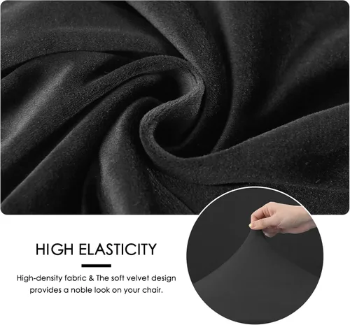 Vista 5 de FORCHEER Fundas para reposabrazos de silla de oficina, 2 piezas, de terciopelo, elásticas, color negro, para silla de juegos, computadora