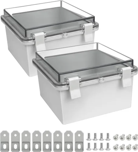 Vista 14 de Caja de derivación de plástico ABS IP65 a prueba de polvo e impermeable, recinto universal para proyectos eléctricos con carcasa bisagra gris