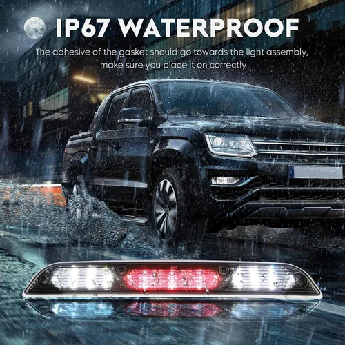 Vista 14 de Tercera tercera luz de freno LED para Ford F150 2015-2017 Lámpara de carga trasera Luz de freno de montaje alto (lente humo de carcasa cromada)