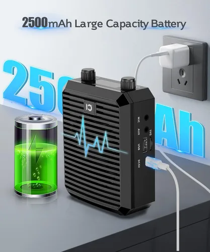 Vista 5 de SHIDU Amplificador de voz portátil para profesores Micrófono Lavalier inalámbrico 18W Speaker with 2.4G Wireless Microphone Rechargeable Personal