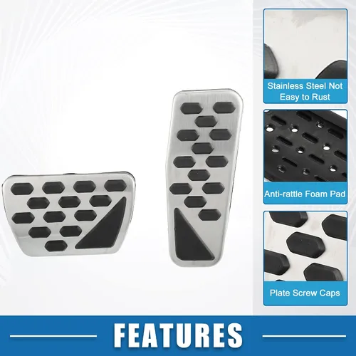 Vista 4 de Cubierta de pedal de freno de gas antideslizante para Jeep Wrangler JL 2018-2023 Gladiator JT 2020-2022 acero inoxidable tono plateado (juego de 1)
