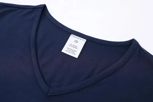 Vista 5 de OThread & Co. Camiseta de manga corta para mujer, cómoda, con cuello en V, capa elástica básica