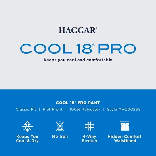 Vista 11 de Haggar Men's Cool 18 Pro Classic Fit Flat Front Pant-Regular and Big & Tall Sizes