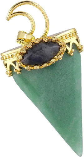 Vista 8 de TUMBEELLUWA Collar con colgante de piedra de cristal curativo natural para hombres y mujeres, collar cónico de reiki con piedra de labraorita ovalada