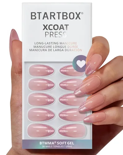 Vista 39 de BTArtbox - Uñas a presión, color crema de vainilla, cuadrado corto, melocotón degradado, 32 unidades 2+ Weeks Wear, Salon-Quality Natural Nails