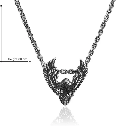 Vista 4 de 925K Sterling Silver Eagle Necklace,Men İnitial Necklace,Engraved Necklace for Men,Men Necklace,Gift for Him,Gift for Her