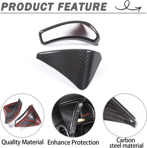 Vista 4 de Lcojicep Cubierta interior para interruptor de botón de auto en ambos lados compatible con Chevrolet Corvette C6 2005-2013, velocímetro lateral Negro