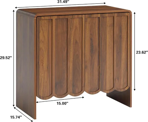 Vista 2 de ORRD Aparador de buffet, armarios de almacenamiento Accent con 2 puertas, gabinete de madera estilo granja con estantes ajustables y panel ondulado