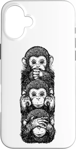 Vista 23 de Three Wise Monkeys See No Evil Hear No Evil Speak No Evil Case for iPhone 16