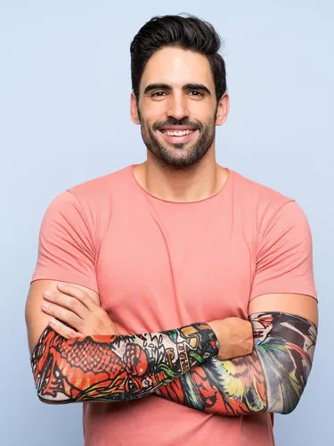 Vista 2 de Geyoga 18 piezas de mangas temporales de tatuaje para hombres mangas de brazo de enfriamiento protección UV sol antideslizante brazo cubierta