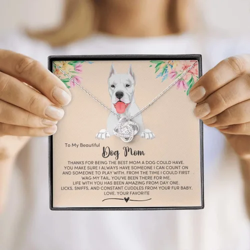 Vista 2 de Dogo Argentino Dog Mom Necklace Present, Jewelry Message Card for My Fur Mum, Dogo Argentino Dog Owner Present, Pet Portrait Necklace