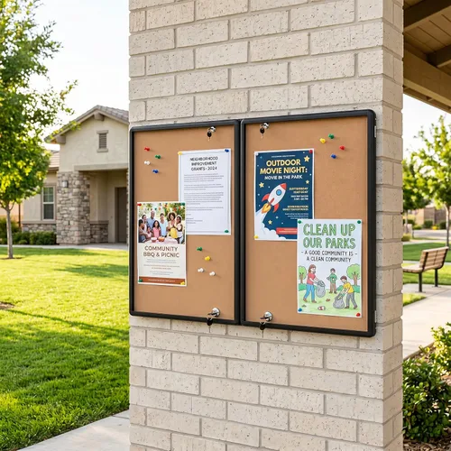 Vista 9 de Goplus Enclosed Bulletin Board, 47.5” x 35.5” Lockable Cork Notice Board