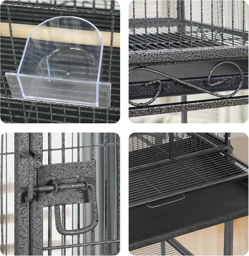 Vista 5 de SUPER DEAL Jaula grande de hierro forjado de 53 pulgadas para cacatúas, conure, periquitos, pinzones, Budgie, Lovebird Canary, casa mediana