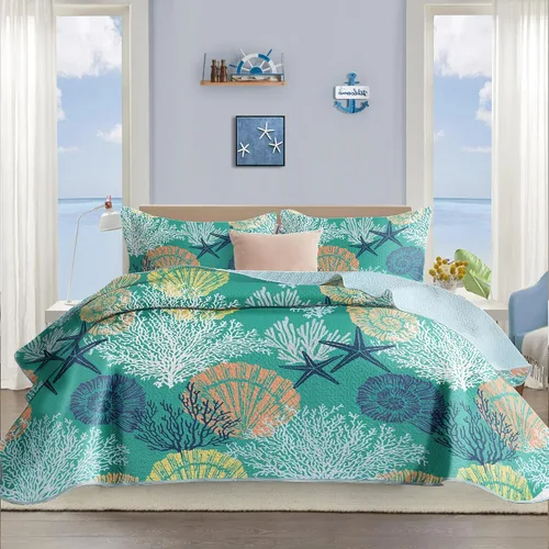 Vista 9 de Tritard Juego de edredón costero de 2 piezas, tamaño individual, edredones reversibles de microfibra con 1 funda, ropa de cama suave y ligera, ropa