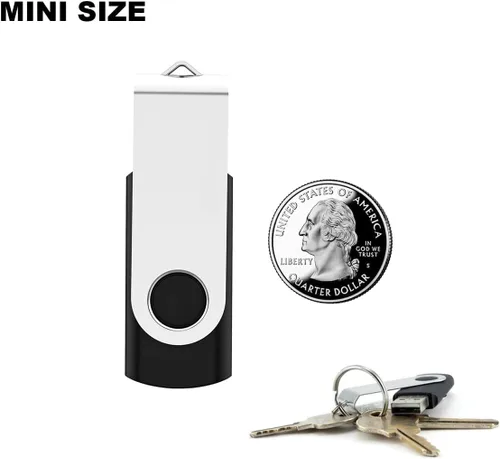 Vista 5 de Paquete de 2 unidades flash USB de 2 GB USB 2.0 unidades de pulgar Drive Jump Drive Fold Almacenamiento Memory Stick Diseño giratorio - Negro