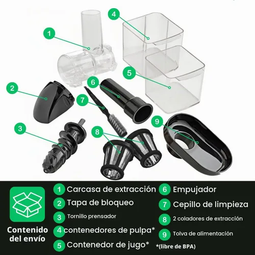 Vista 5 de Omega Exprimidor H3000R Extractor de masticación lenta, 150 vatios, color negro