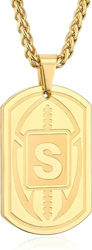 Vista 78 de Graduation Gifts - Football Initial Necklace for Men Boys Kids Teen Dog Tag Stainless Steel Black Letter Pendant Sport Football Athletes Jewelry