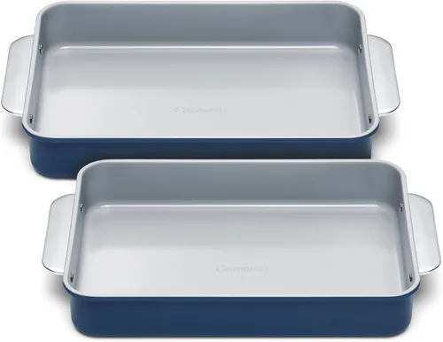 Vista 16 de Caraway Molde rectangular pequeño antiadherente de 9" x 6.5", no tóxico, sin PTFE ni PFOA, núcleo de acero aluminizado, bandeja para hornear