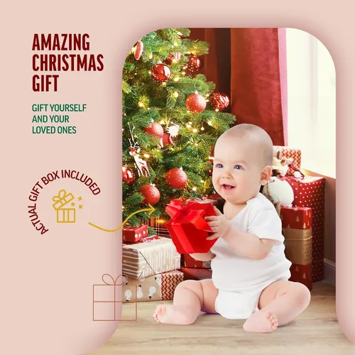 Vista 5 de Klikel Adorno de Navidad para bebé 2024 – Mi primer corazón navideño con oso de peluche colgante – Adorno de la primera Navidad del bebé 2024 – Bebé